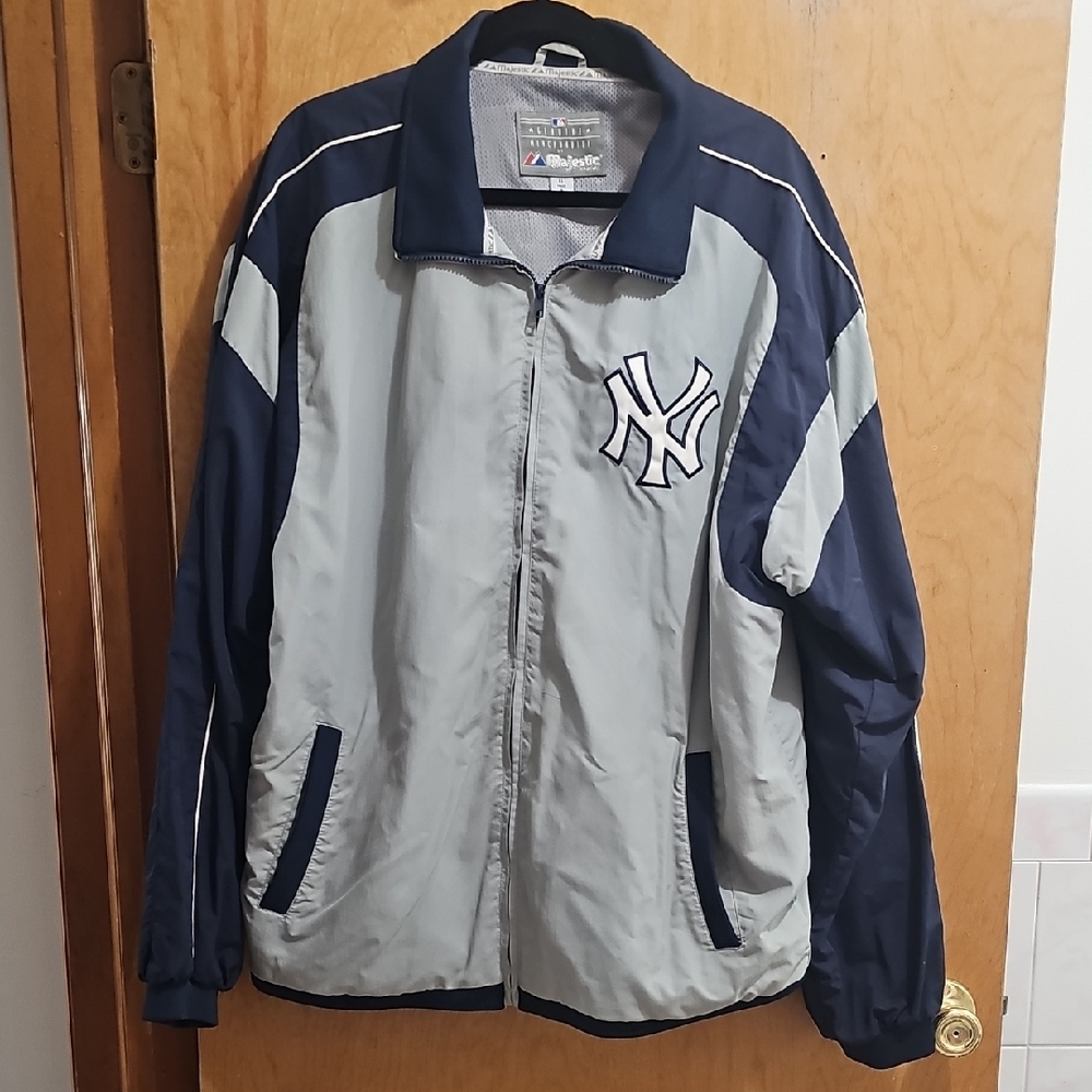 Majestic Navy and Gray New York Yankees Windbreaker Jacket